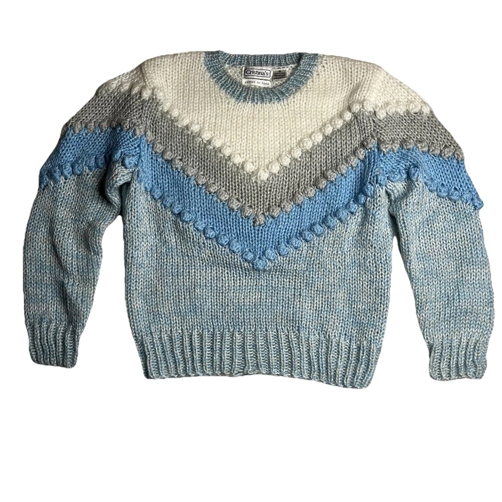 VTG Cristina's Knitted By Hand Chunky Knit Sweater 80s 90s Retro Festival Size L